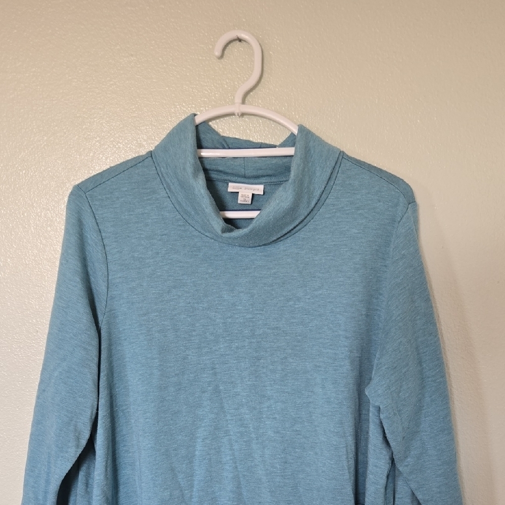 Pure Jill | Teal Blue Asymmetrical Hem Turtleneck Long Sleeve Top Size 1X